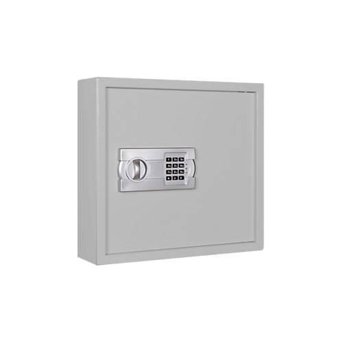 Schlüsselschrank SLE 80, für die Wandmontage, 80 Haken, ohne Einwurfschlitz, Türanschlag rechts, Elektronikschloss mit Batterien, inkl. Verankerungsmaterial, B 460 x T 130 x H 430 mm, Stahlblech, lichtgrau RAL 7035