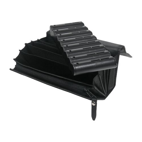 HMF Kellner Geldbörse aus Leder mit verstellbarem Gürtel, Kellnertasche mit Euro-Geldwechsler und Reißverschlussfach, 20,5 x 10 x 6,5 cm, Schwarz