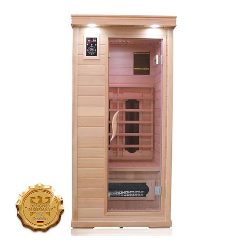 Dewello® Infrarotkabine Infrarotsauna WINDSOR 90cm x 90cm inkl. 4 Keramikstrahler, Bodenstrahler und Zubehör, 1 Person