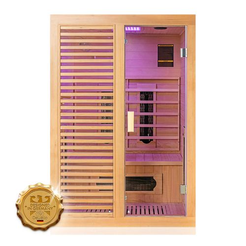 Dewello® Infrarotkabine Infrarotsauna HAMLIN 130cm x 105cm inkl. 5 Keramikstrahler, Karbon Bodenstrahler, Farblicht