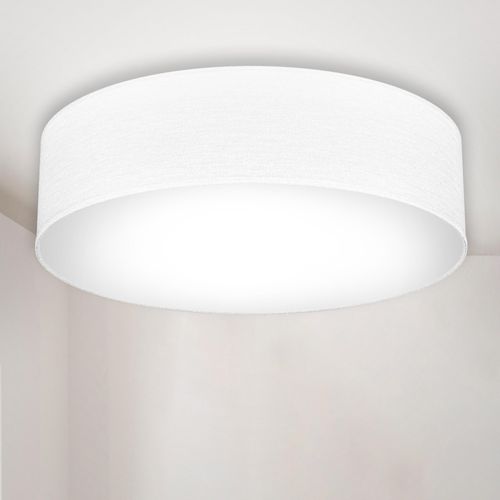 B.K.LICHT LED Deckenleuchte, weiß, H:10,0cm Ø:38,0cm, Lampen, Deckenlampe, Textil Lampenschirm, Wohnzimmerlampe, Schlafzimmer, E27