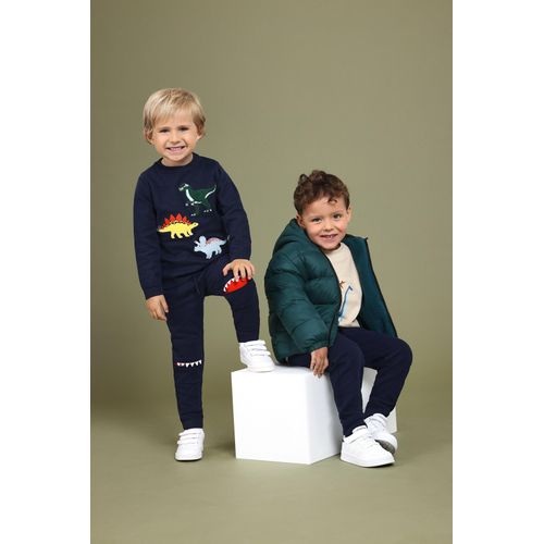 Steppjacke BLUE SEVEN, Jungen, Gr. 128, grün (tanne), Web, Obermaterial: 100% Polyamid, unifarben, modisch, taillenbedeckt, Langarm elastischer Bund, Jacken, mit Kinnschutz und Windstopper am Reißverschluss
