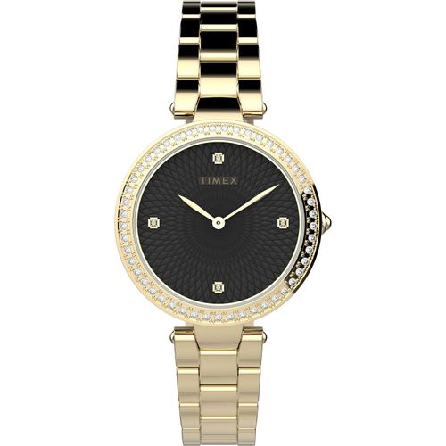 Timex City Damenuhr mit Kristallen und Guilloche