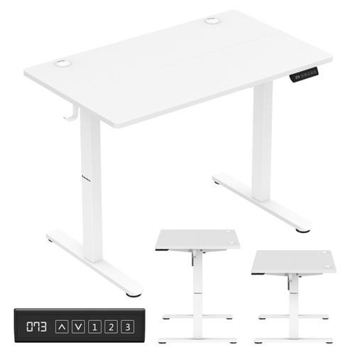 huzaro Hero 7.9 | Höhenverstellbarer Schreibtisch Stehschreibtisch | 100x60cm | Stufenlos Verstellbar Metallkonstruktion Kabeldurchführung | Weiß