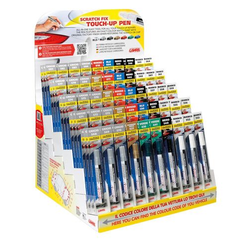 Display, komplett mit 150 gemischten Lackstiften - 50 Farben