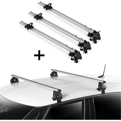 3x Fahrradträger Bike Pro + Dachträger VDP EVO ALU kompatibel mit für Peugeot 107 5 Türer 2005-2014