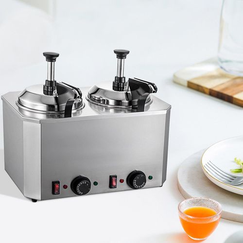 VEVOR Käse-Wärmer mit 2 Pumpen – Edelstahl-Fudge- und Käsespender, Temperaturbereich 30–110 °C, Nacho-Käse-Wärmer mit Heizblöcken, Portionsspender