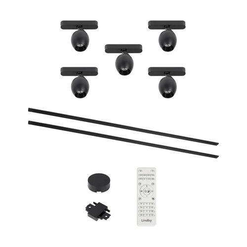 Schienensystem Lumaro, Spots,5-flg.,schwarz,Ø6cm,48V,dimmbar