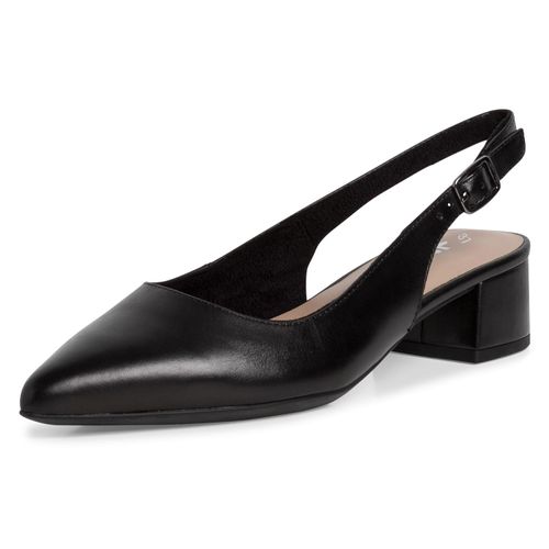 Slingpumps TAMARIS, Damen, Gr. 37, schwarz, Leder, elegant, Schuhe Brautschuh Slingpumps, Abendschuh, Sommerschuh, Blockabsatz, mit Touch It-Ausstattung
