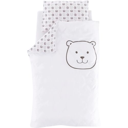 Babybettwäsche TRÄUMELAND, grau (weiß, grau), B/L: 100cm x 135cm, , Jersey, B/L: 60cm x 40cm, Jersey, Obermaterial: 100% Baumwolle, Bettwäsche