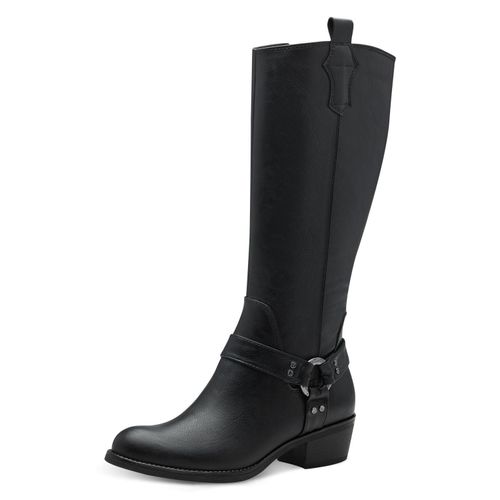 Stiefel MARCO TOZZI, Damen, Gr. 37, Normalschaft, schwarz, Lederimitat, unifarben, modisch, Schuhe, Blockabsatz, Festival, Langschaftstiefel mit Feel Me-Ausstattung