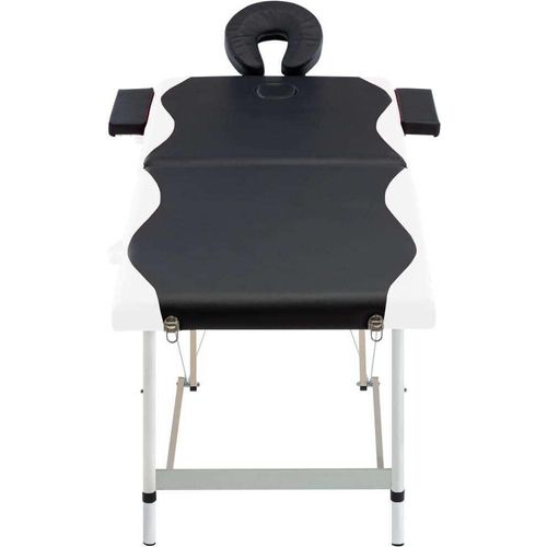 vidaXL Massageliege Klappbar 2-Zonen Aluminiumgestell Schwarz und Weiß