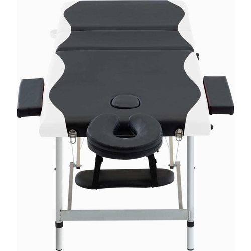vidaXL Massageliege Klappbar 3-Zonen Aluminiumgestell Schwarz und Weiß