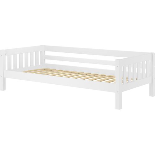 Gemütliches Kinderbett mit dreiseitiger Sicherung 90x200 cm Kiefer weiß V-60.29-09WFederleisten