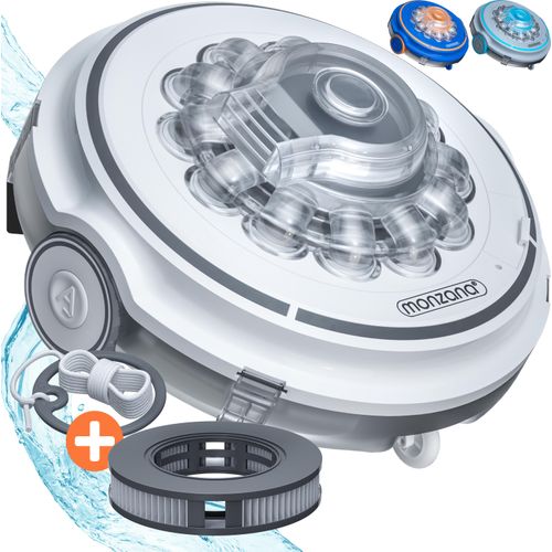 MONZANA® Poolroboter Poolboy600 Kabellos Vollautomatisch 80 Min Akku 5200mAh Li-Ion 80m² Pool Bodensauger Poolreiniger Poolsauger Weiß