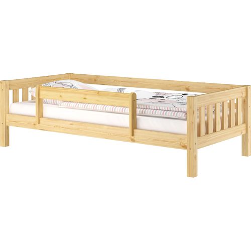 Gemütliches Kinderbett mit dreiseitiger Sicherung 90x200 cm Kiefer V-60.29-09mit Kindersicherung unten
