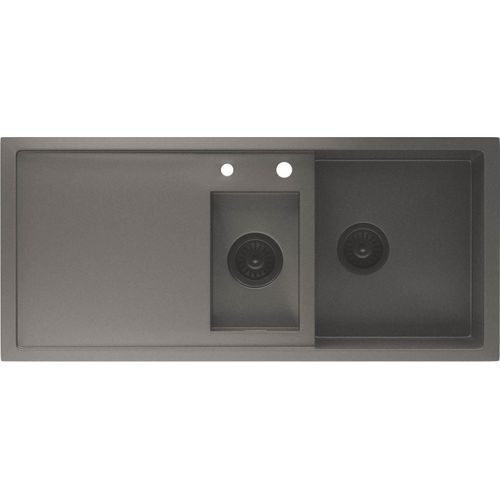 Klarstein Spülbecken – 1,5 Becken mit Abtropffläche, Robuster 304 Edelstahl, Kratz- & Hitzebeständig, Leicht zu Reinigen, Inkl. Überlauf & Einbausatz, 100x45 cm, Metallisch Grau