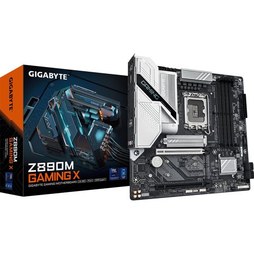 GIGABYTE Z890M GAMING X Mainboard - Unterstützt Intel Core Ultra (Serie 2) CPUs, 8+1+2 Phasen VRM, bis zu 8800MHz DDR5 (OC), 1xPCIe 5.0 + 2xPCIe 4.0, 2.5GbE LAN, USB 3.2 Gen 1