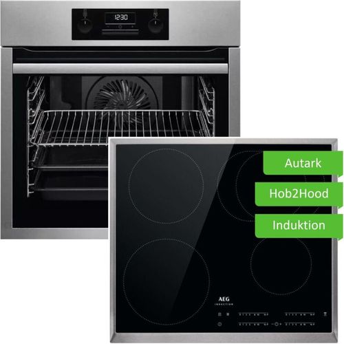 Herdset AEG Backofen 71 Liter mit Induktionskochfeld PowerBooster autark 60 cm
