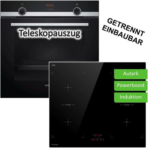 Herdset Siemens Backofen ecoClean + Keenberk Induktionskochfeld Booster autark 60 cm