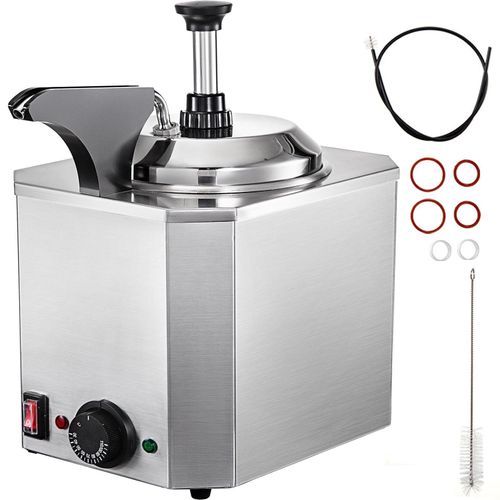 VEVOR Fudge-Wärmer mit 1 Pumpe – Edelstahl-Käsepumpe, Temperaturbereich 30–110 °C, Nacho-Käse-Wärmer mit Heizblock, Portionsspender (10–30 ml pro Pump