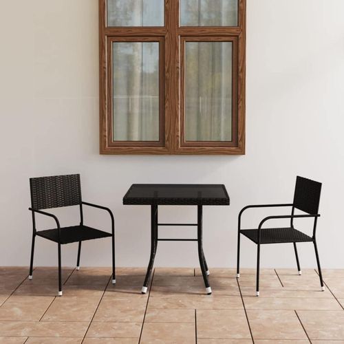 Garten Essgruppe 2 Personen Poly Rattan Schwarz
