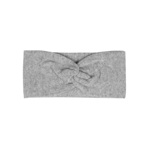 Stirnband ZWILLINGSHERZ, Damen, grau (hellgrau), Strick, Kaschmir, unifarben, casual,modisch,feminin, Mützen, Knoten vorn, Cashmere, Feinstrick