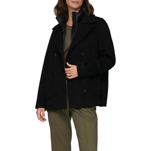 Cabanjacke S.OLIVER, Damen, Gr. 40, schwarz, Obermaterial: 69% Polyester, 27% Wolle, 4% Polyamid. Futter: 100% Polyester, unifarben, casual, regular fit taillenbedeckt, ohne Ausschnitt, Langarm gerader Abschluss, Jacken, mit herausnehmbarem Inlay
