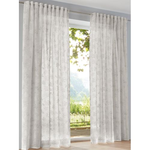 Gardine HEINE HOME Gr. 4, weiß (sanftes weiß, gemustert), B:140cm H:245cm, Polyester, Gardinen
