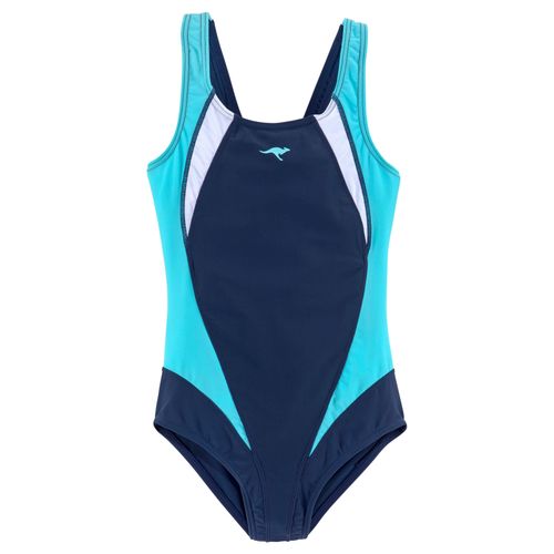 Badeanzug KANGAROOS, Kinder, Gr. 116, N-Gr, blau (marine), Polyamid, Badeanzüge, mit sportlichen Kontrasteinsätzen