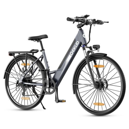 Qekud City E-Bike Trekking E-Bike MTB Citybikes E-Bike F26Pro 26-Zoll 250W Motor 21-Gang Grau mit APP
