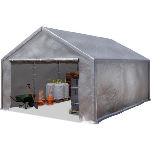 Lagerzelt 3x6 m Zelthalle Unterstand Zeltgarage PE Plane 350 N wasserdicht in grau