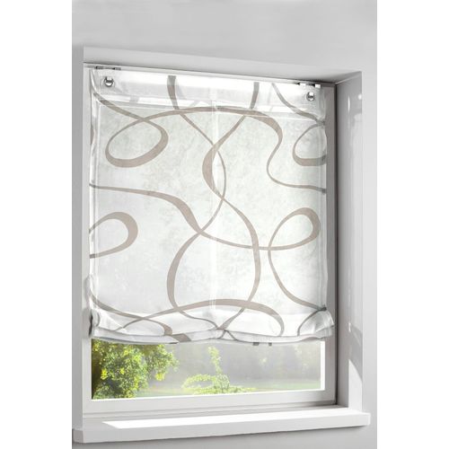 Raffrollo HEINE HOME Gr. 3, grau (weiß, taupe), B:80cm H:140cm, Raffrollos
