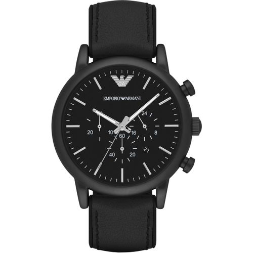 Chronograph EMPORIO ARMANI, schwarz (schwarz, schwarz), Armbanduhren, Herren, Quarzuhr, Armbanduhr, Herren, Stoppfunktion, Datum, 12/24-Std.-Anzeige