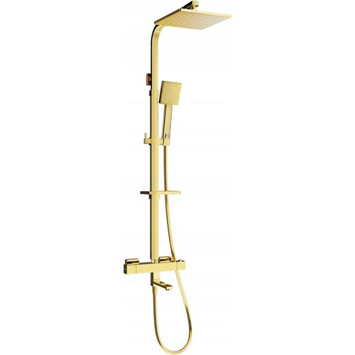 Duschsystem mit Thermostat Gold Duscharmatur Regendusche Duschset Duschsäule Dusche; 200x200 mm