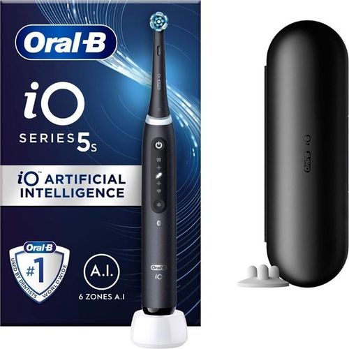 Oral-B iO 5 Elektrische rotierende Zahnbürste schwarz 5 Aufhellungsmodi Wiederaufladbar