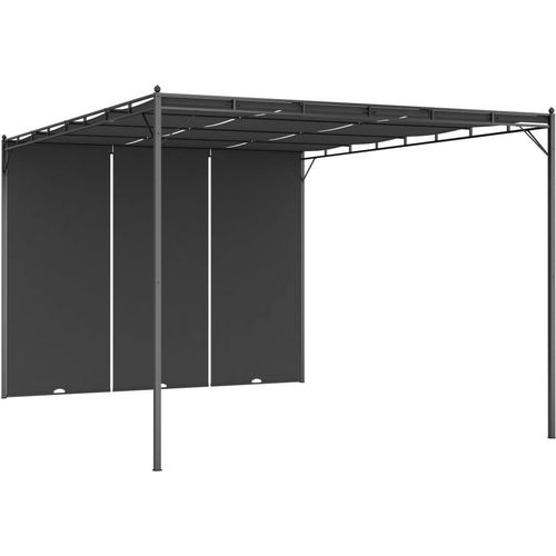 Gartenpavillon mit Seitenvorhang 4x3x2,25 m Anthrazit