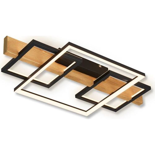 LED Deckenlampe Holz LED Deckenleuchte Wohnzimmer Schlafzimmer Dimmbar Backlight