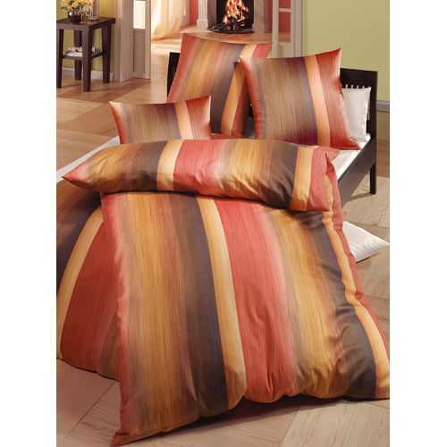 Bettwäsche JANINE Gr. 3, rot (rostrot), B/L: 155cm x 220cm, , Mako-Satin, B/L: 80cm x 80cm, Mako-Satin, 100% Baumwolle, Bettwäsche