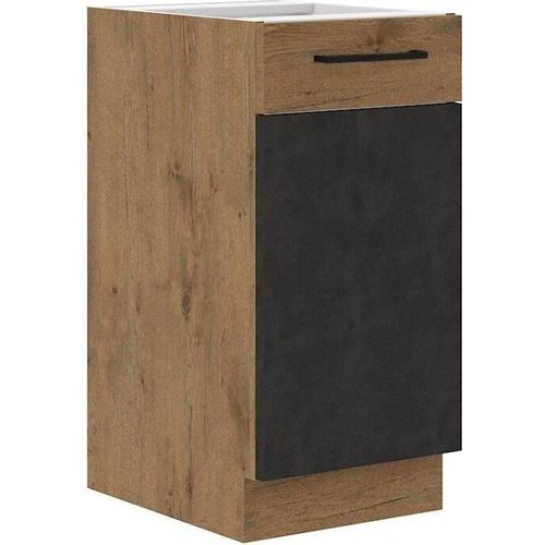 Unterschrank ROCK – Melamin mit Nachbildung Eiche Lancelot und Materagrau – 1 Tür – L40 x H82 cm