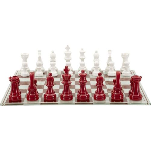 Mauro Ferretti Schachspiel Rot Weiß 61x61x14 cm Polyresin Glas