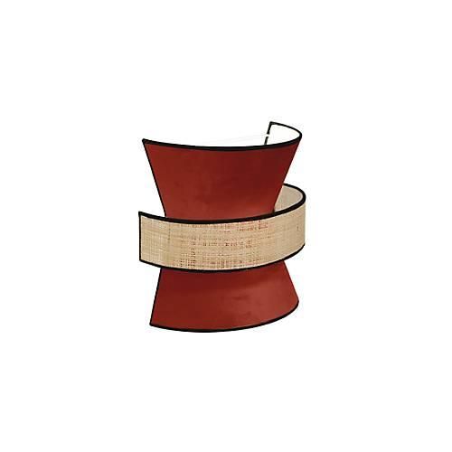 Wandleuchte Gatsby, Samt/Rattan, weinrot, B 300 x T 300 x H 150 mm, 2 x E27, meet by Paperflow