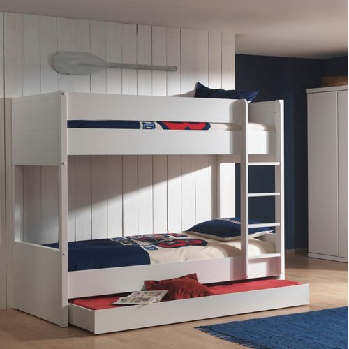 Etagenbett VIPACK, weiß (weiß, weiß), B:97cm H:174cm L:210cm, Etagenbetten, mit gradliniger Optik, inkl. Rolllattenrost, weiß lackiert