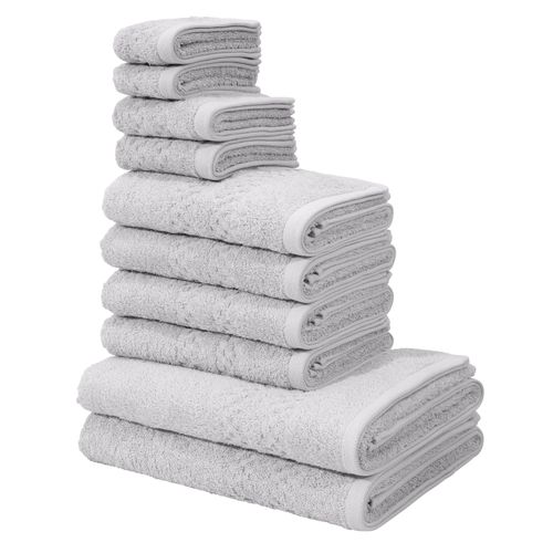Handtuch Set MY HOME "Regona, als 10 tlg Set und Serie, Premium Handtücher, 500 gr/m²", grau (hellgrau), 10 tlg., Frottier, Frottier, Obermaterial: 100% Baumwolle, Handtuch-Sets, Duschtücher, Handtücher, Gästetücher, Seiftücher, 100% Baumwolle