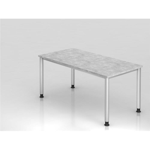 Schreibtisch 4-Fuß-rund 160x80cm Beton/Silber
