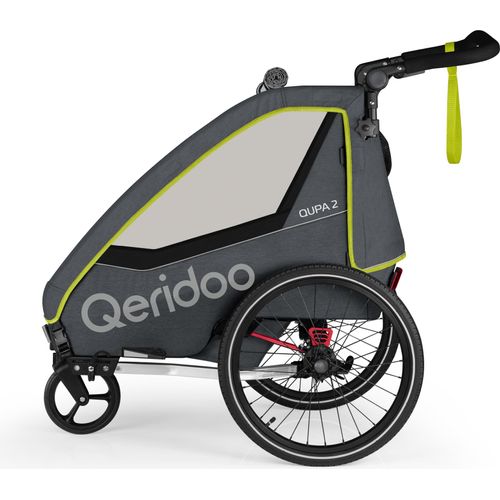 Qeridoo QUPA 2 Lime Kinderfahrradanhänger Zweisitzer