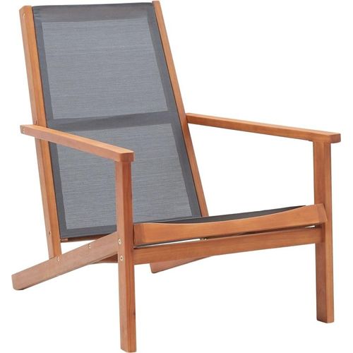 Garten-Loungestuhl Grau Eukalyptus Massivholz und Textilene