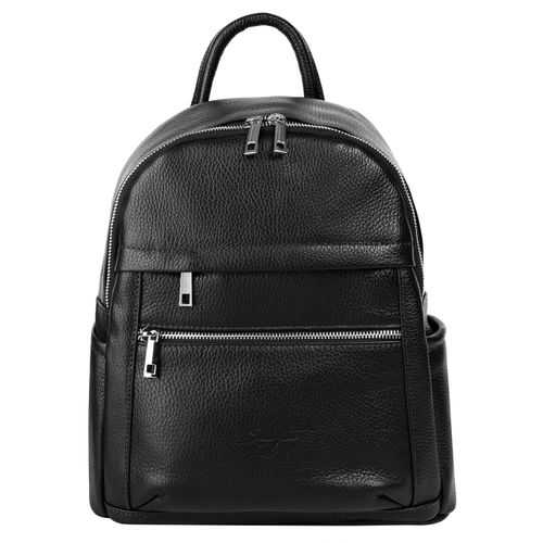 Cityrucksack SAMANTHA LOOK, Gr. B/H/T: 24cm x 30cm x 9cm, onesize, schwarz, Rindsleder, Leder, casual, Rucksäcke, echt Leder, Made in Italy