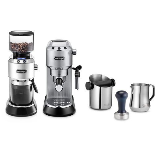 DE'LONGHI Espressomaschine "ECKG6821.M", silber (silberfarben), Kaffeemaschinen, Siebträger, inkl. Kaffeemühle, Tamper, Abschlagbox+ Kännchen