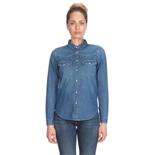 Jeanshemd LE TEMPS DES CERISES, Damen, Gr. L, EURO-Größen, blau (jeansblau), 100% Baumwolle, unifarben, casual, normal, ohne Ausschnitt, Langarm, Hemden, Mit feinen Jeansnähten